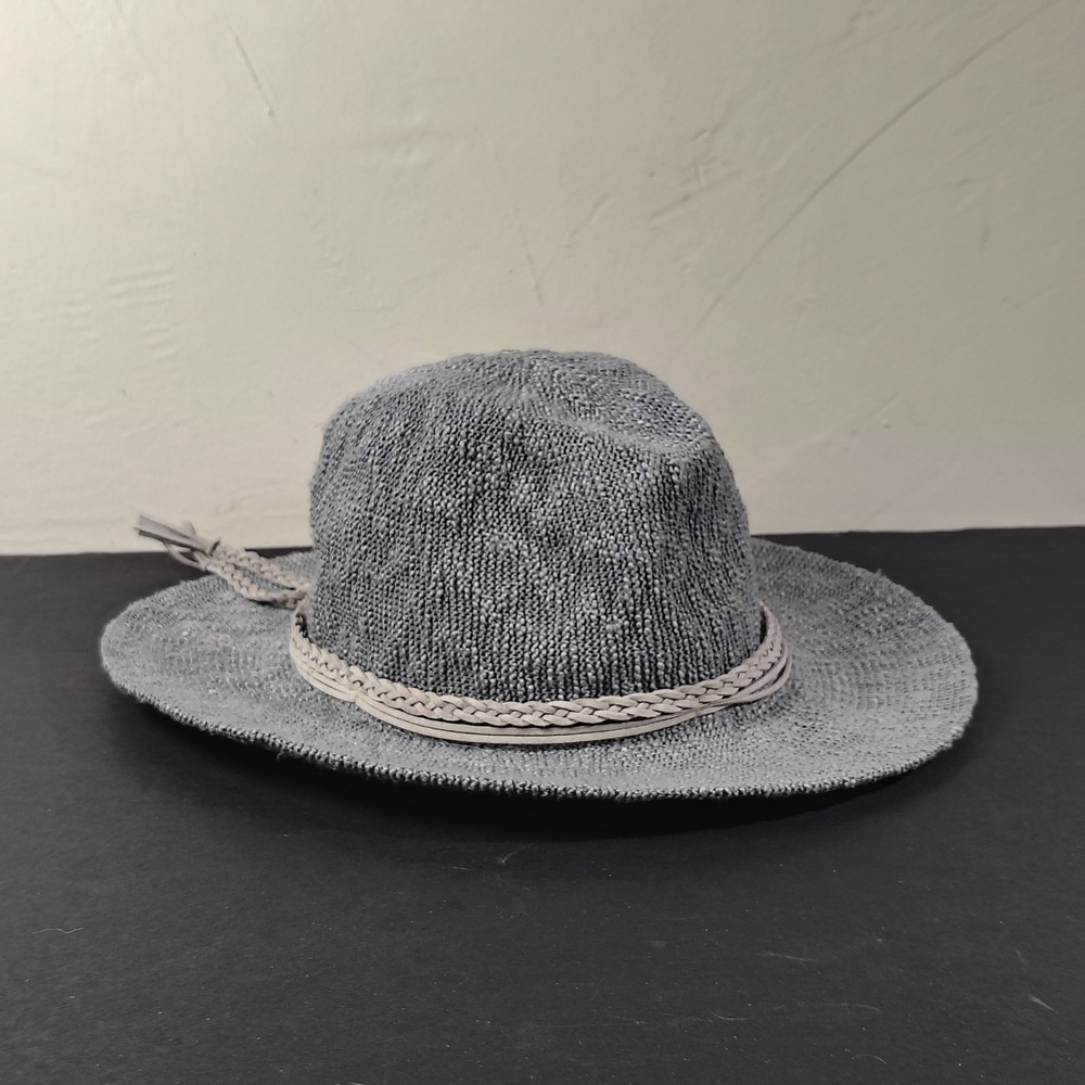 Sunday Afternoons Fedora Women M Grey Polyester Boho Braided Band Sun Hat